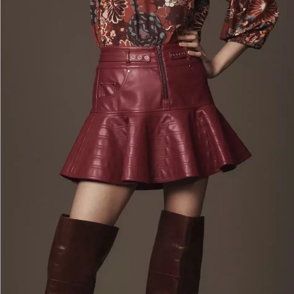 Anthropologie Burgundy Mini Skirt size 14